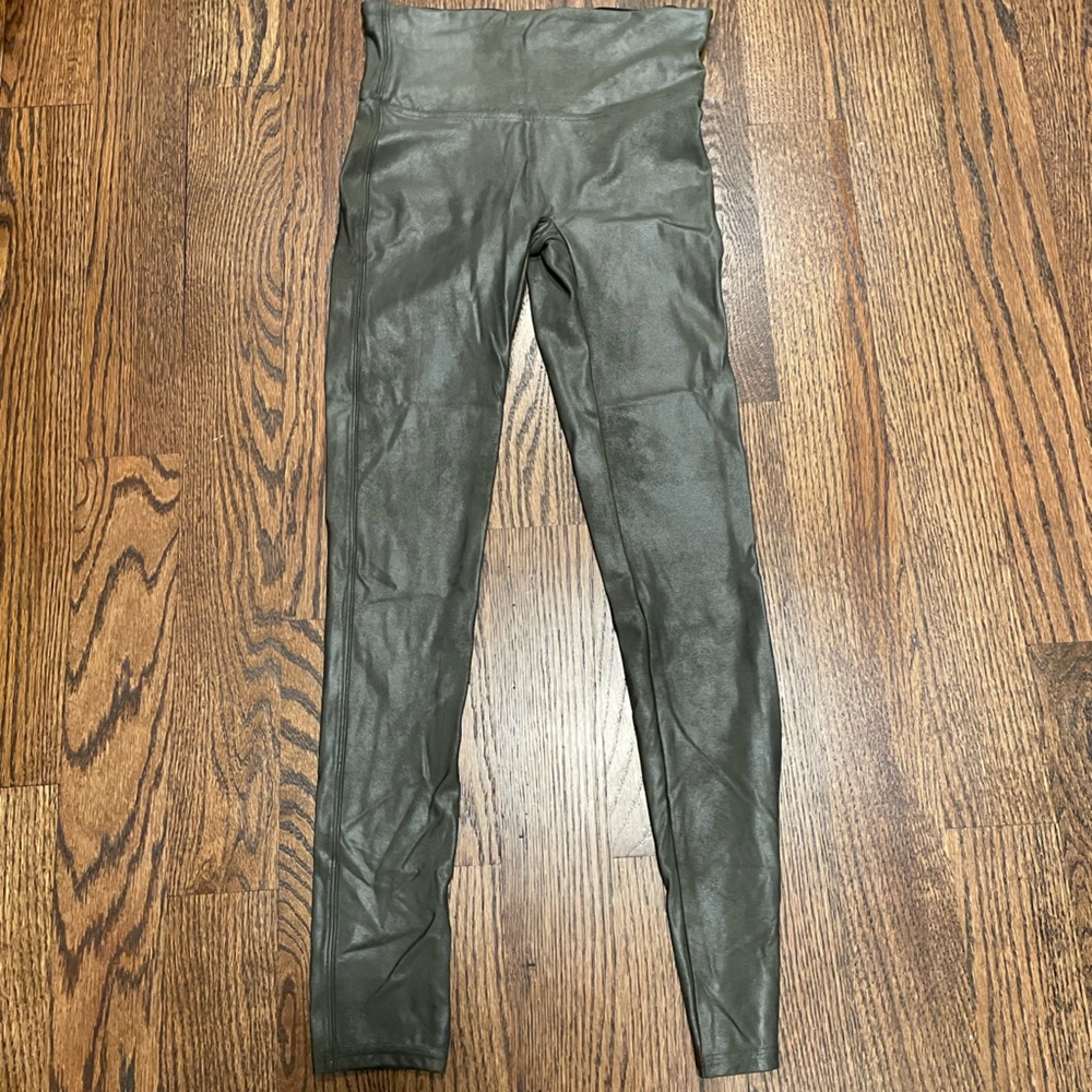 Spanx Olive Green Leather leggings